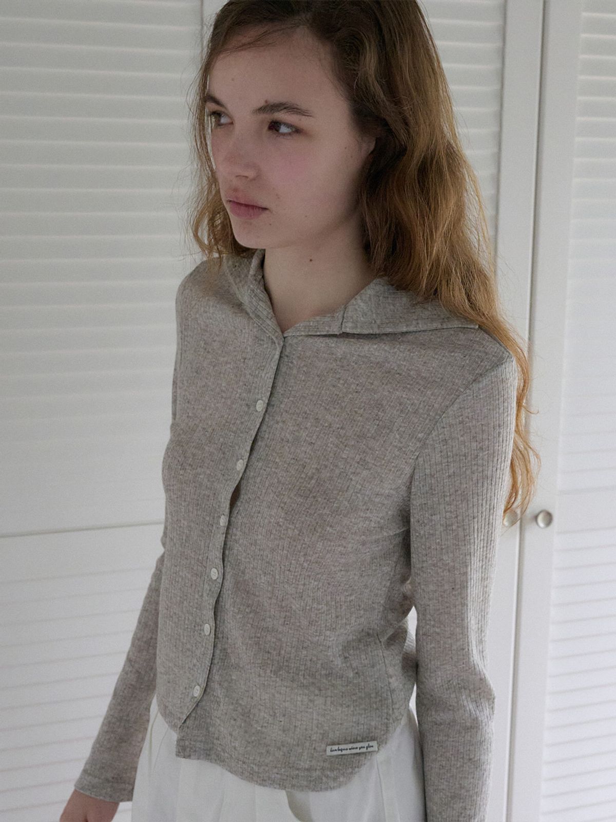 엘씨브이(LCVE) SAILOR COLLAR RIB CARDIGAN_LIGHT GRAY