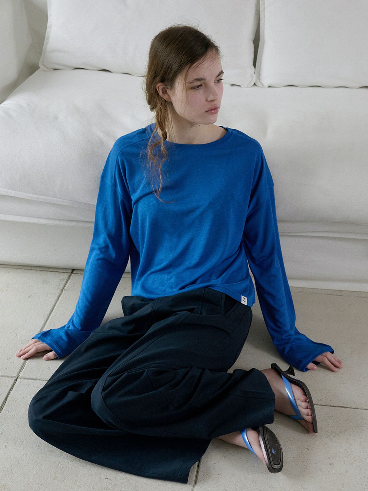 엘씨브이(LCVE) SLUB LONG SLEEVE T-SHIRT_BLUE