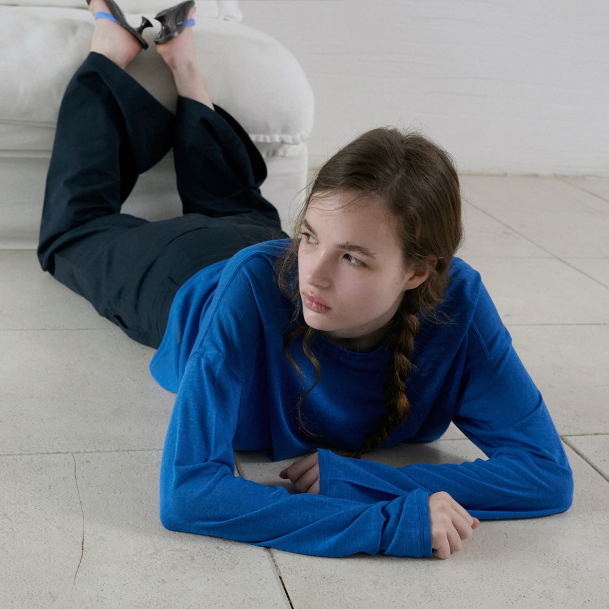 엘씨브이(LCVE) SLUB LONG SLEEVE T-SHIRT_BLUE