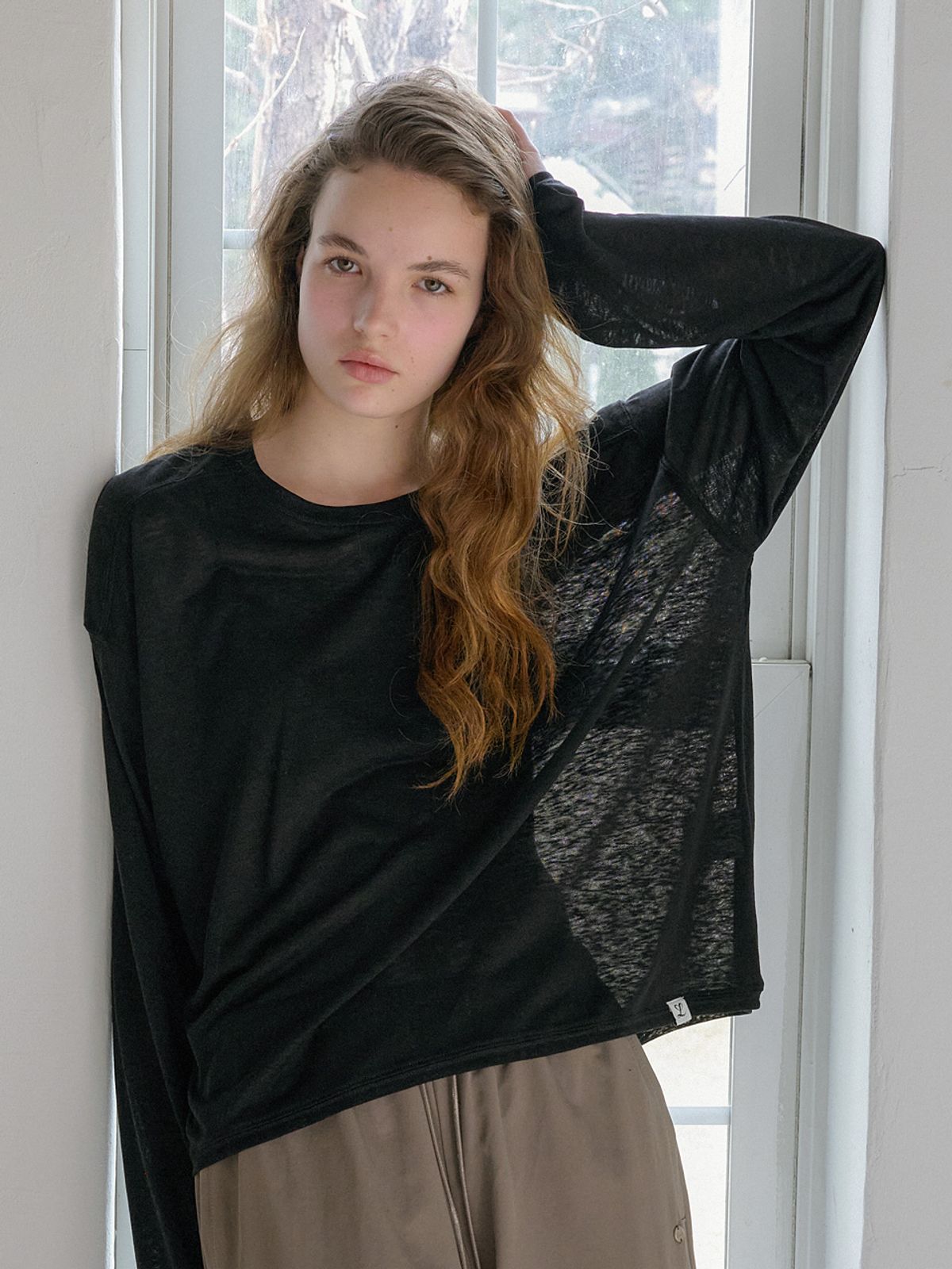 엘씨브이(LCVE) SLUB LONG SLEEVE T-SHIRT_BLACK