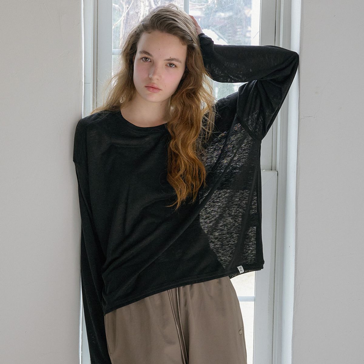 엘씨브이(LCVE) SLUB LONG SLEEVE T-SHIRT_BLACK