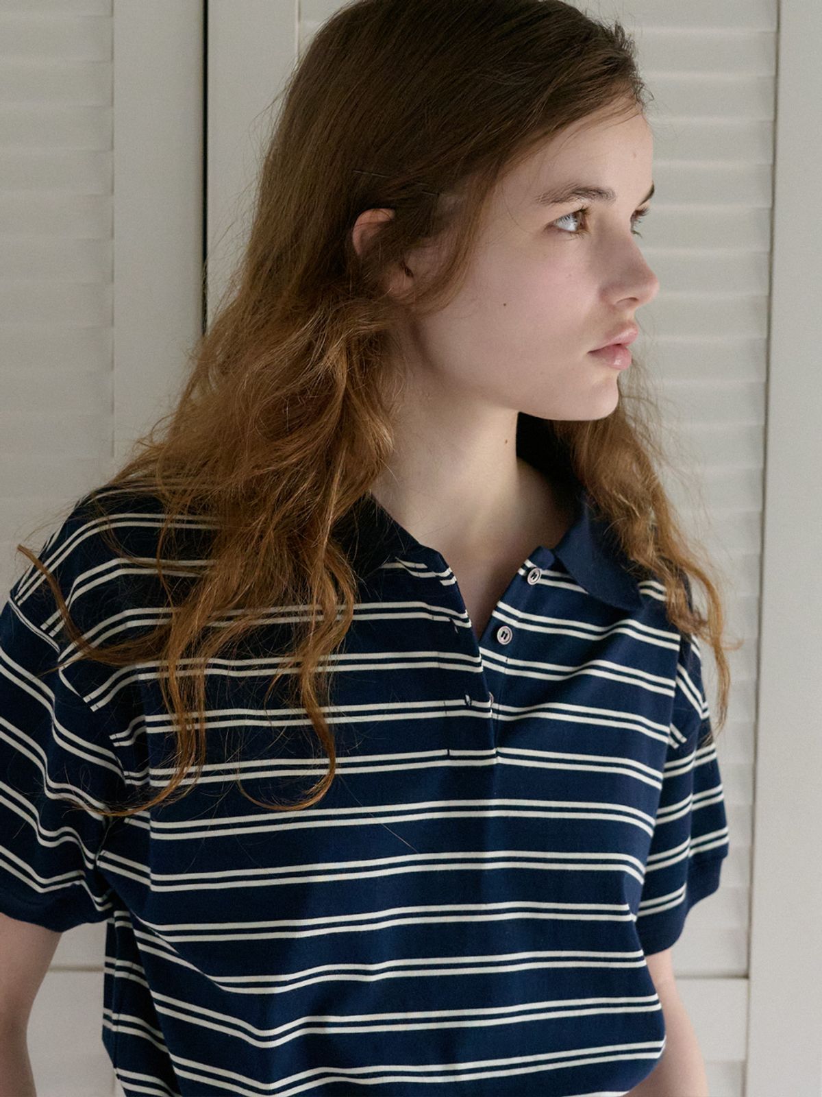 엘씨브이(LCVE) STRIPE POLO COLLAR T-SHIRT_NAVY