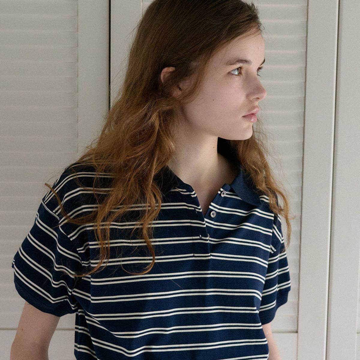 엘씨브이(LCVE) STRIPE POLO COLLAR T-SHIRT_NAVY