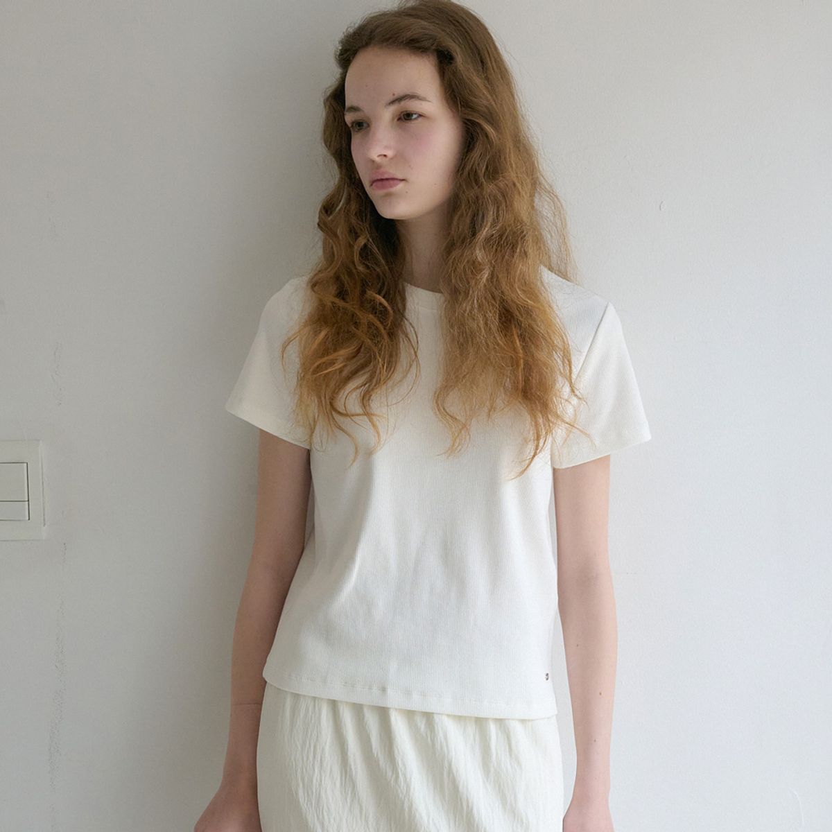 엘씨브이(LCVE) STRETCHY BASIC COTTON T-SHIRT_WHITE