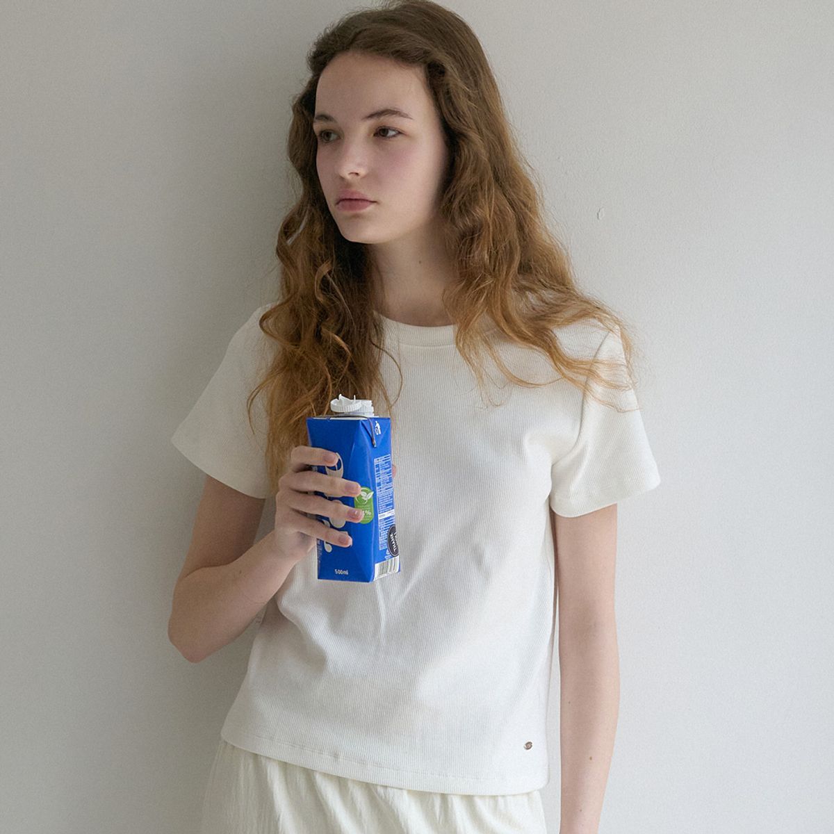 엘씨브이(LCVE) STRETCHY BASIC COTTON T-SHIRT_WHITE