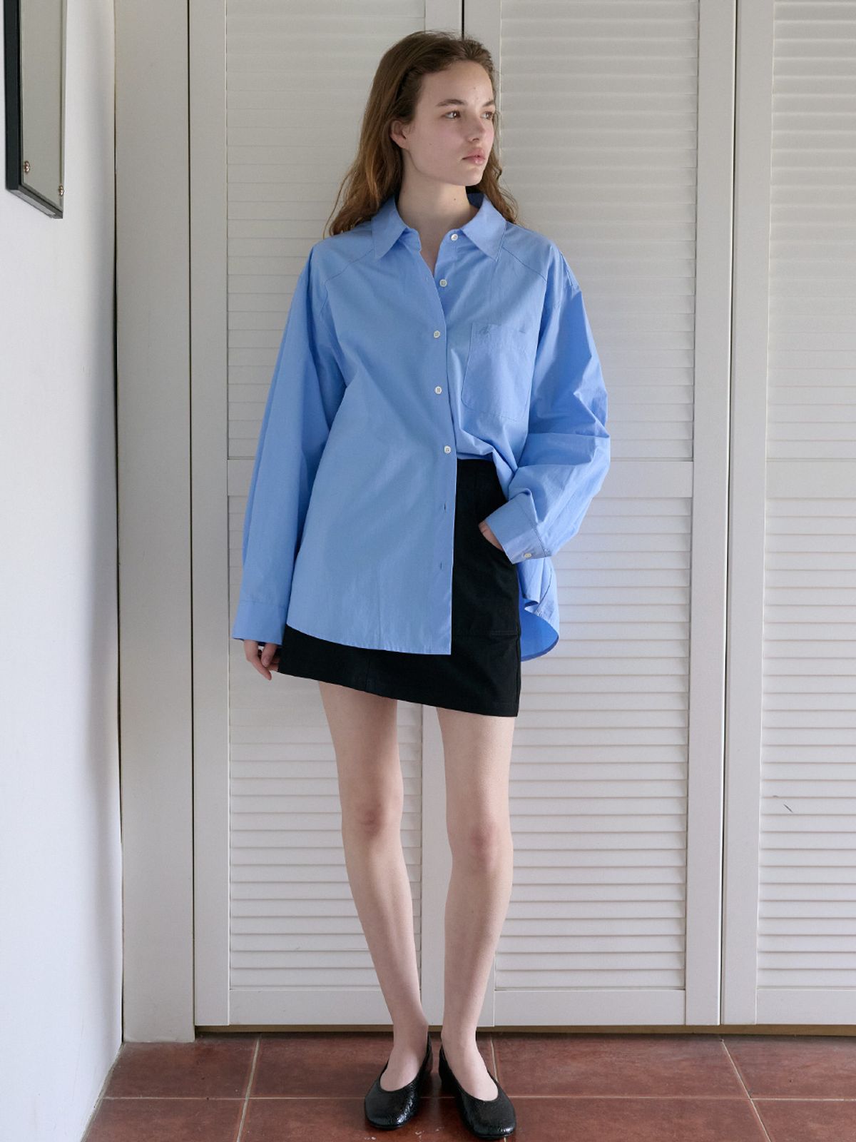 엘씨브이(LCVE) CLASSIC OVER-FIT LOGO SHIRT_BLUE