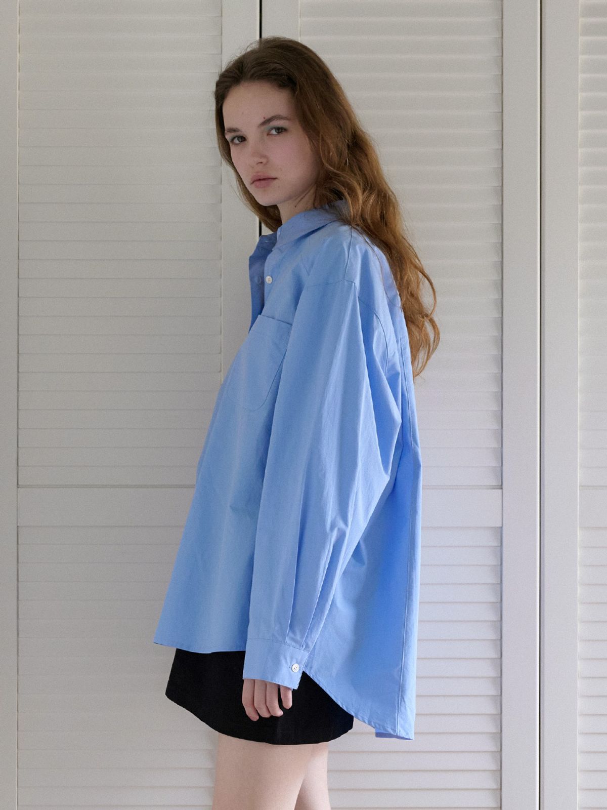 엘씨브이(LCVE) CLASSIC OVER-FIT LOGO SHIRT_BLUE