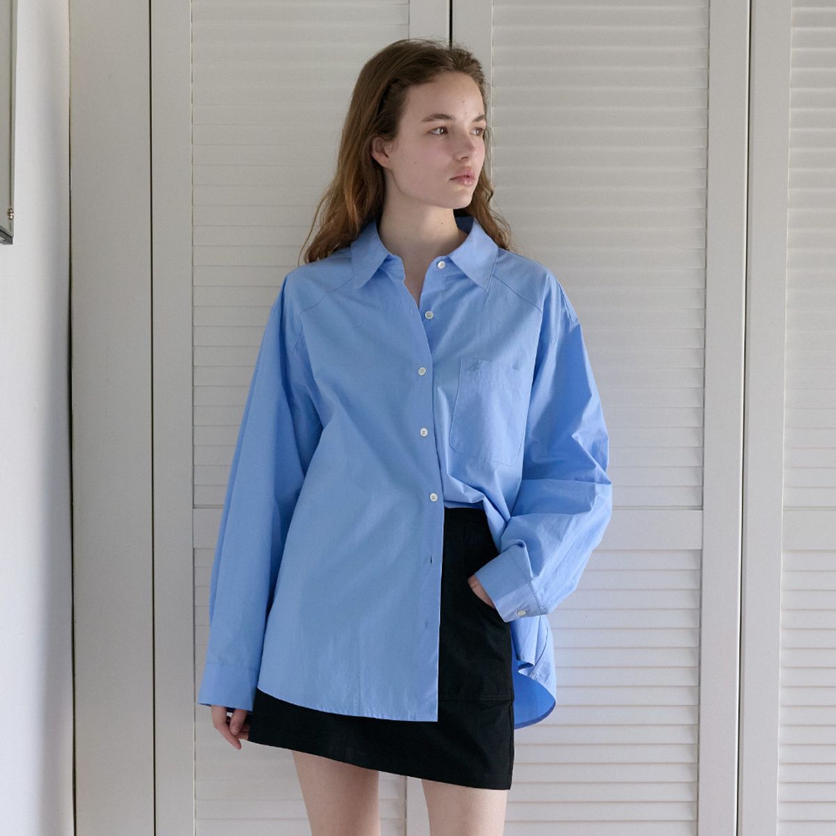 엘씨브이(LCVE) CLASSIC OVER-FIT LOGO SHIRT_BLUE