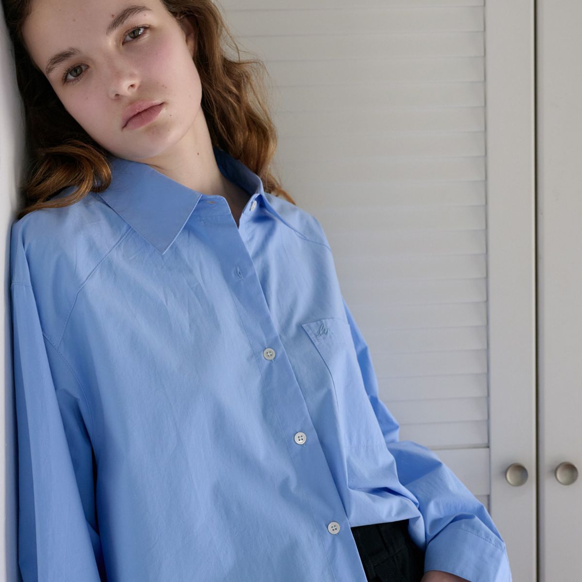 엘씨브이(LCVE) CLASSIC OVER-FIT LOGO SHIRT_BLUE