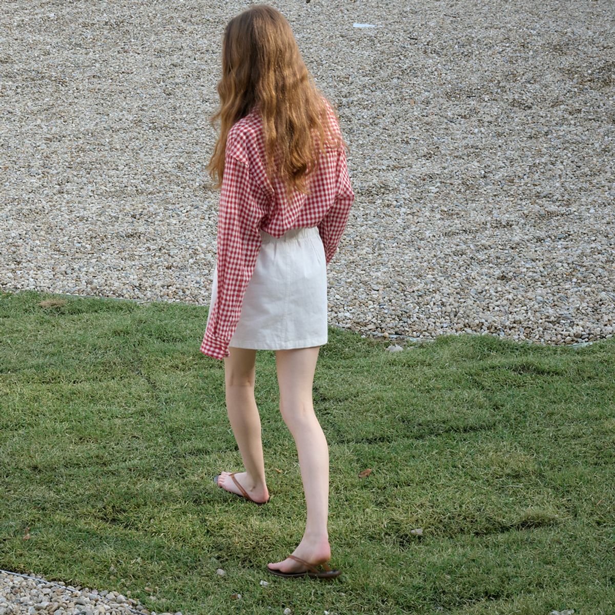 엘씨브이(LCVE) GAUZE GINGHAM CHECK SHIRTS_RED