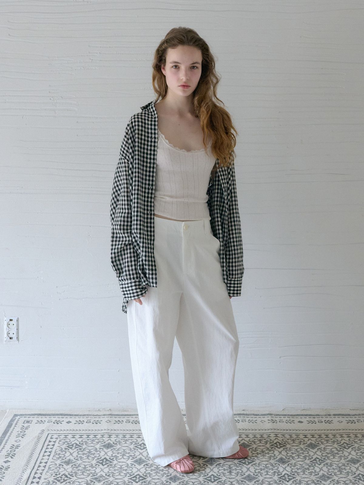 엘씨브이(LCVE) GAUZE GINGHAM CHECK SHIRTS_BLACK