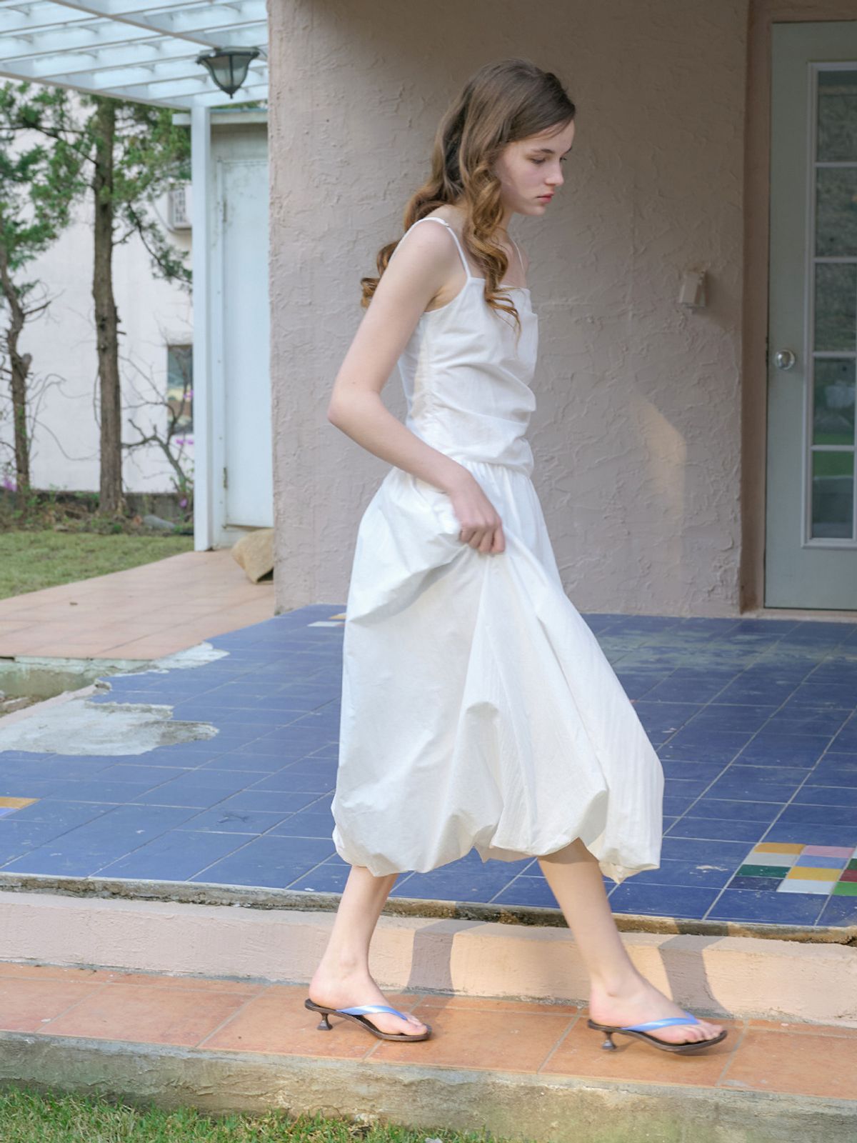 엘씨브이(LCVE) DRAPED SLIP BALLOON DRESS_WHITE