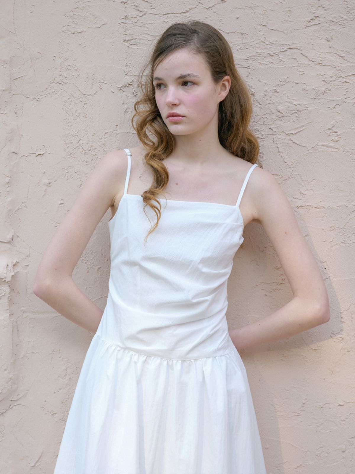 엘씨브이(LCVE) DRAPED SLIP BALLOON DRESS_WHITE