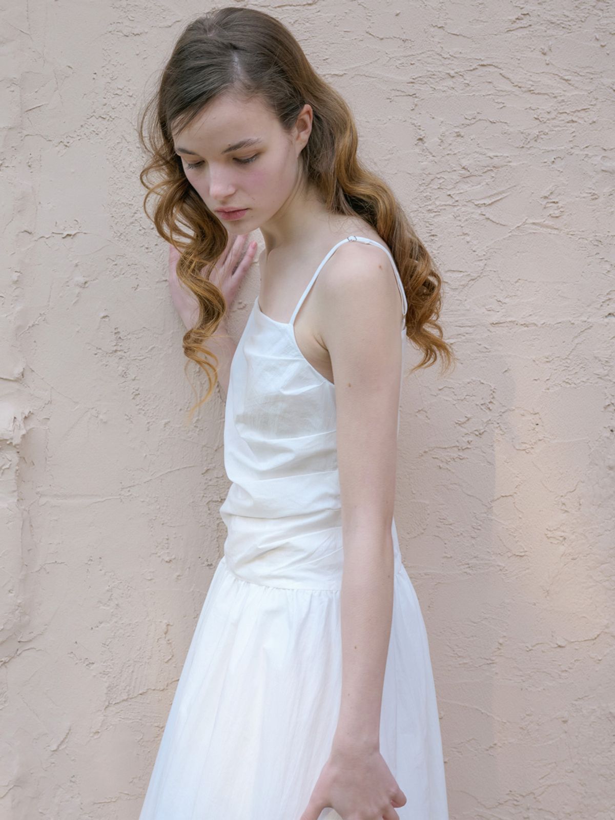 엘씨브이(LCVE) DRAPED SLIP BALLOON DRESS_WHITE