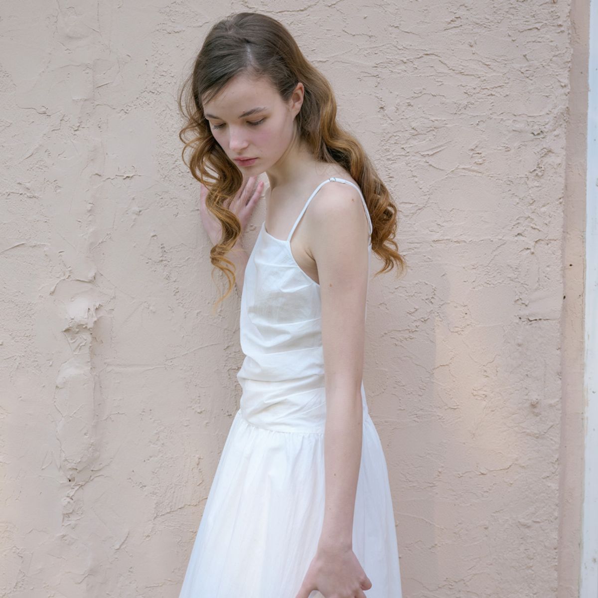 엘씨브이(LCVE) DRAPED SLIP BALLOON DRESS_WHITE
