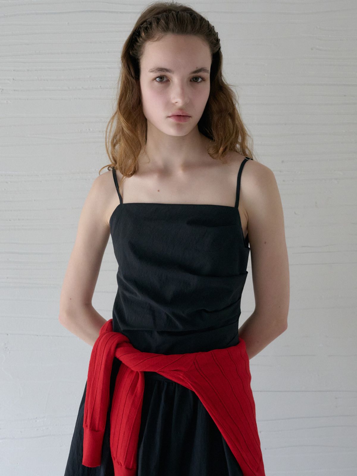엘씨브이(LCVE) DRAPED SLIP BALLOON DRESS_BLACK