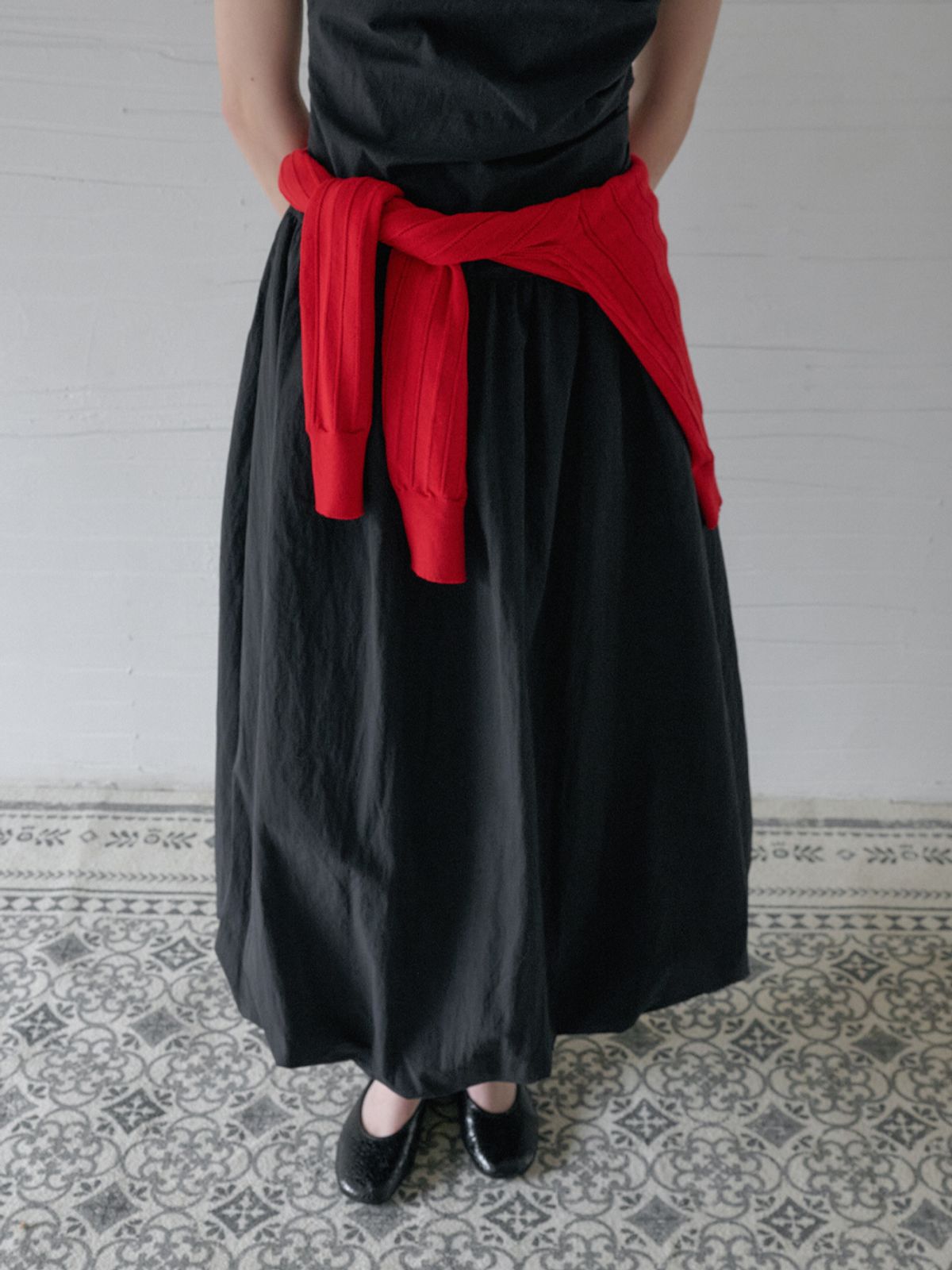 엘씨브이(LCVE) DRAPED SLIP BALLOON DRESS_BLACK