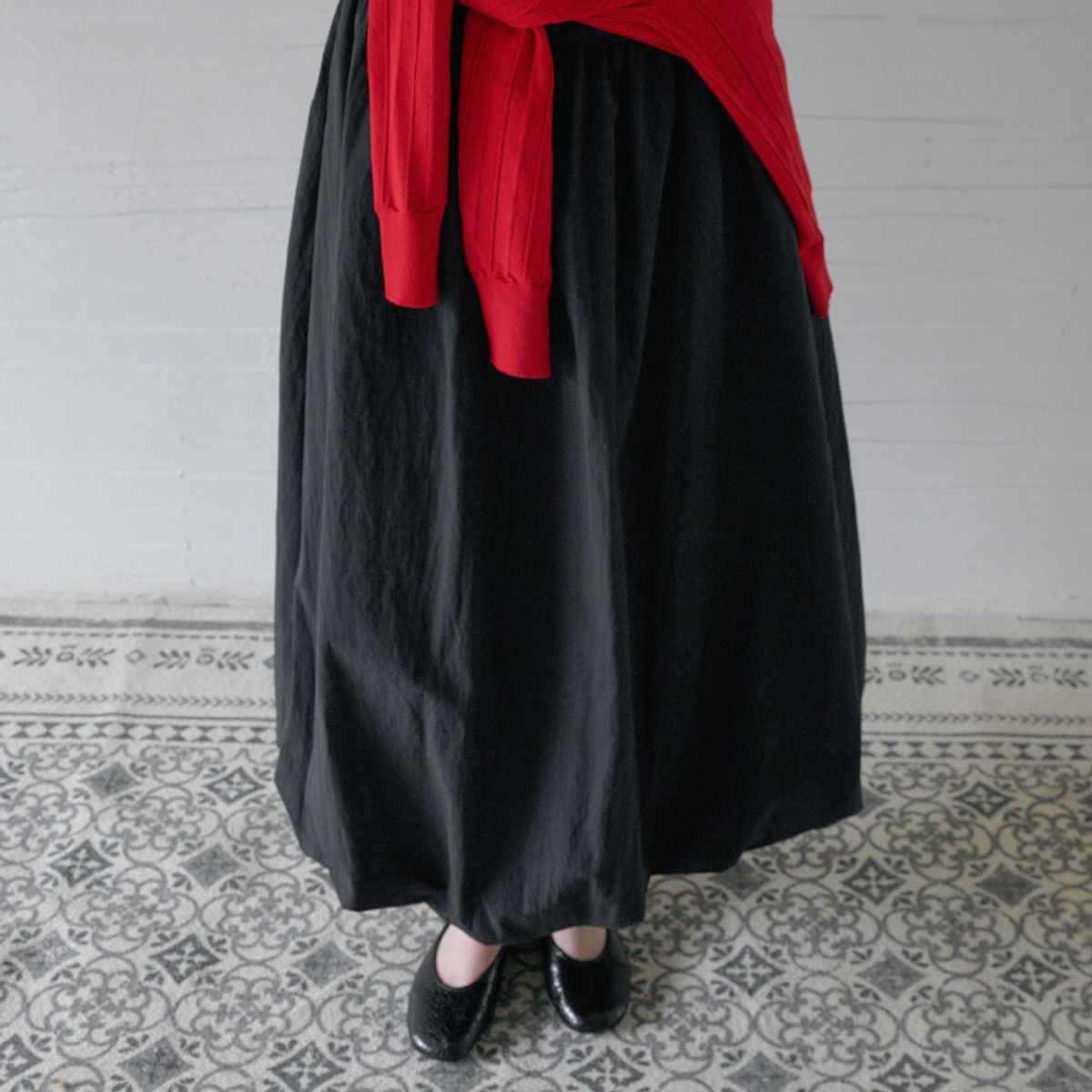 엘씨브이(LCVE) DRAPED SLIP BALLOON DRESS_BLACK