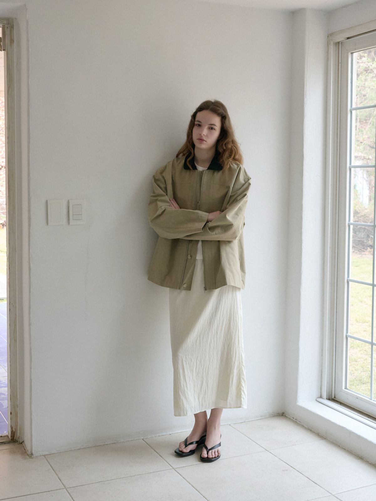 엘씨브이(LCVE) SHIRRED WAIST MIDI SKIRT_IVORY