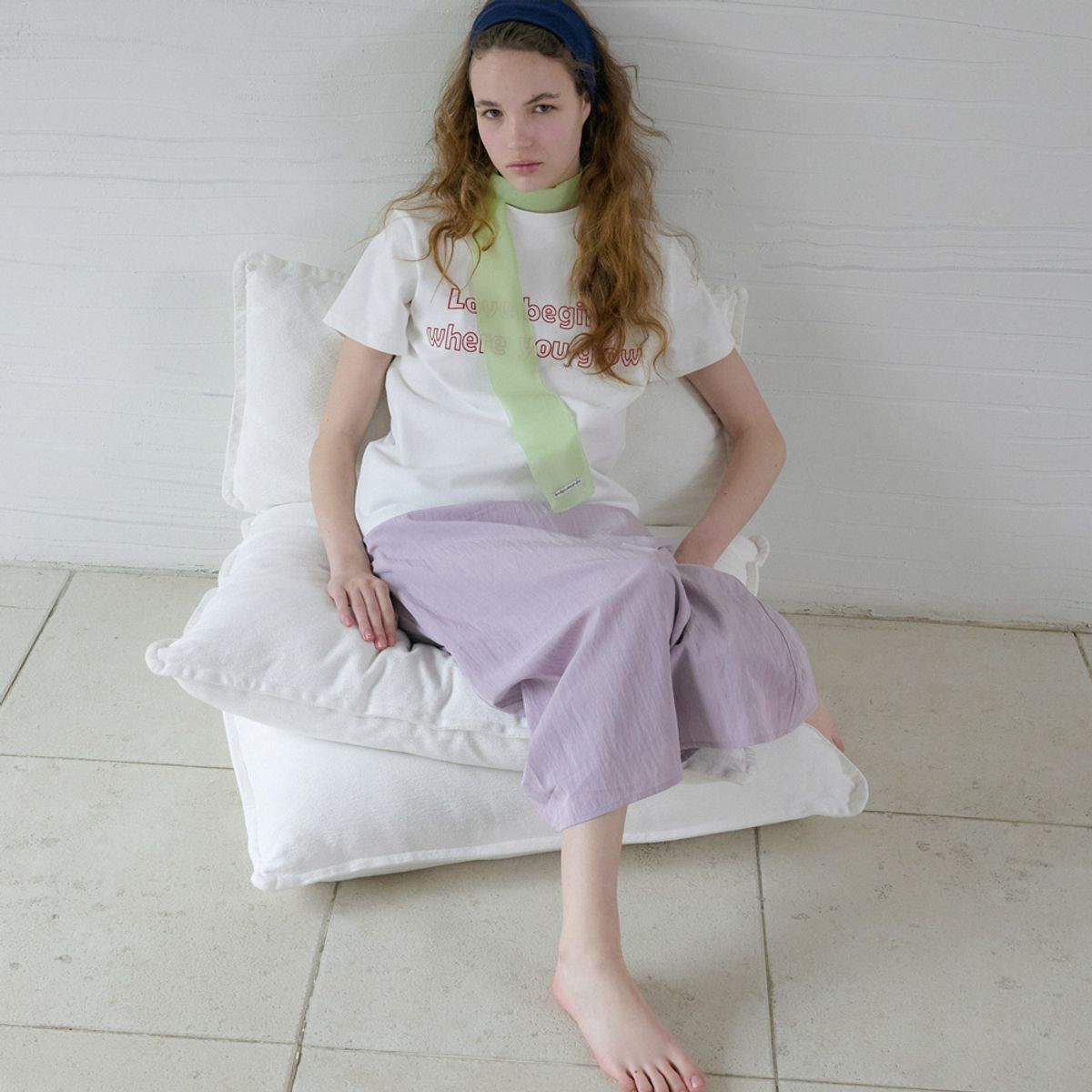엘씨브이(LCVE) SHIRRED WAIST MIDI SKIRT_LIGHT PURPLE