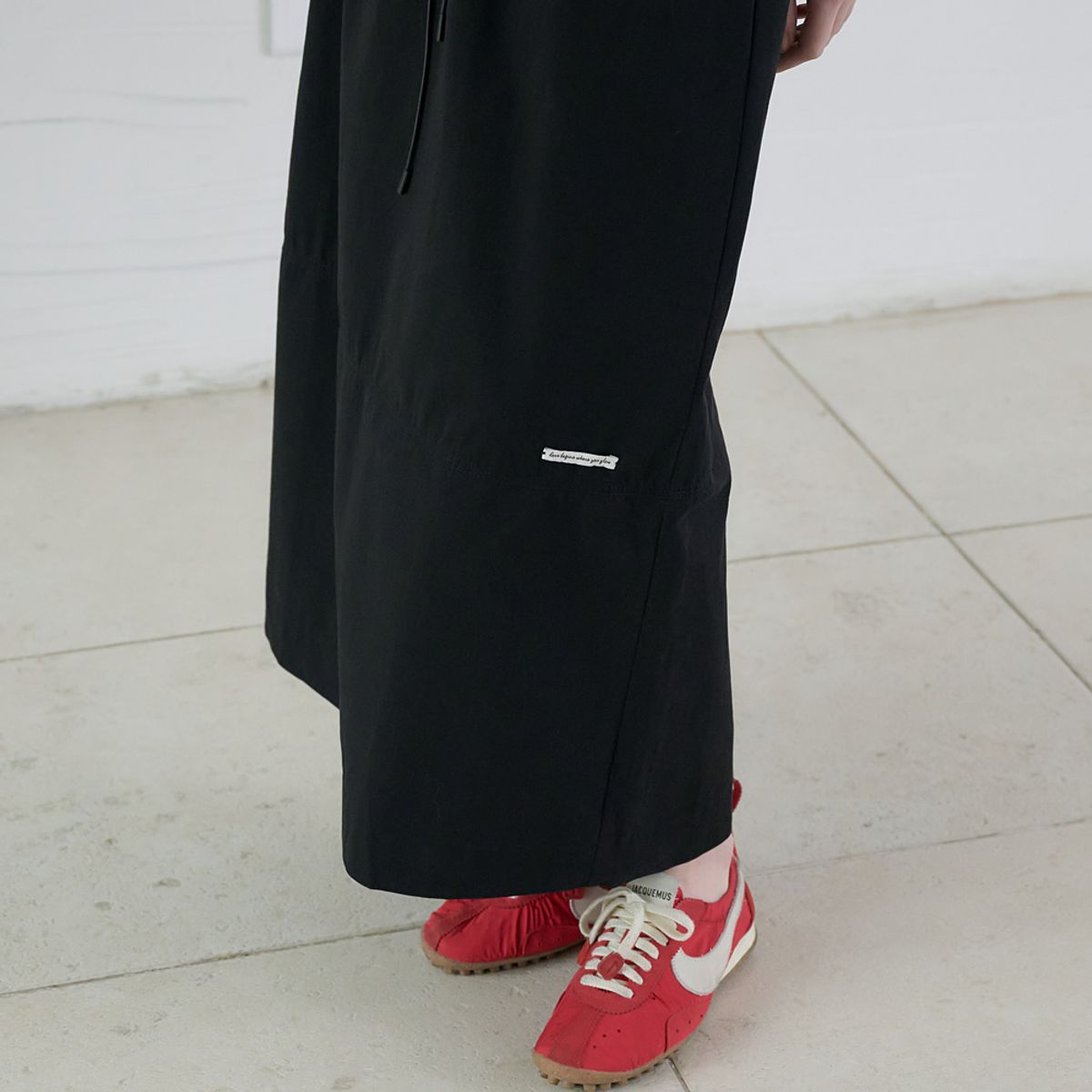 엘씨브이(LCVE) DRAWSTRING MAXI LONG SKIRT_BLACK