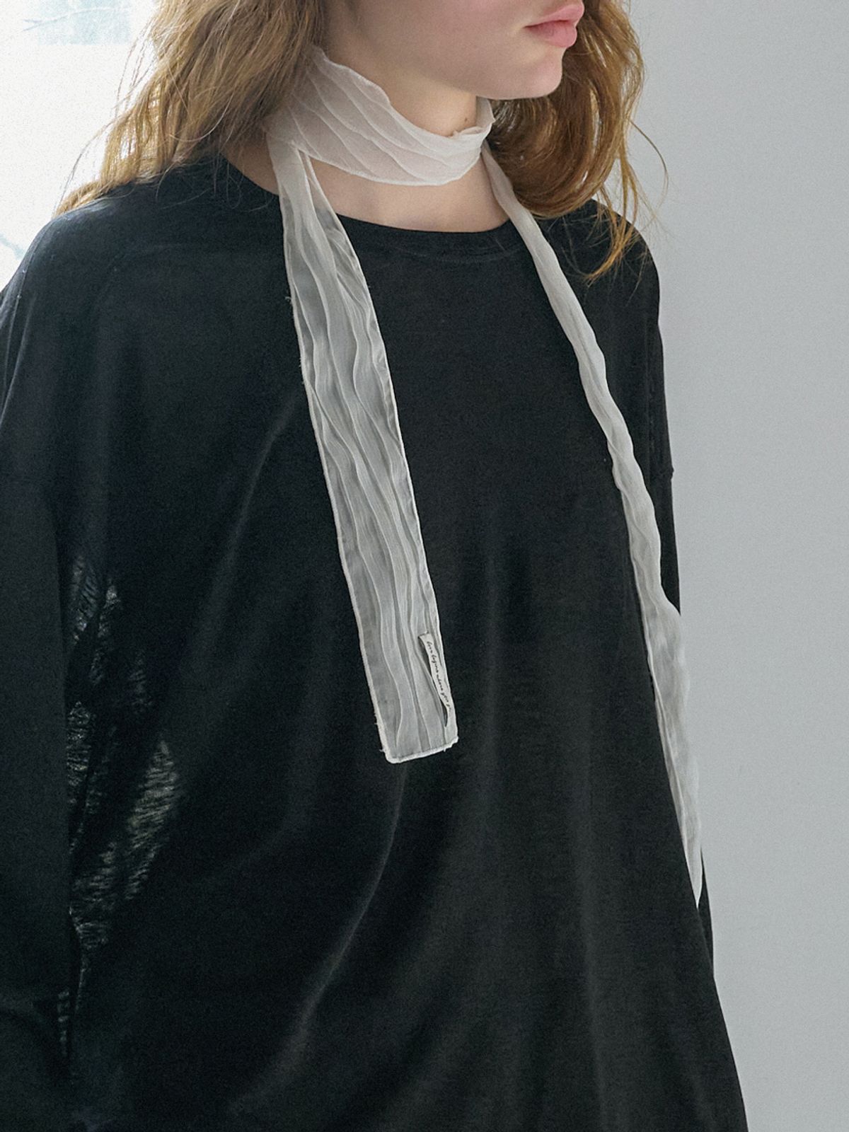 엘씨브이(LCVE) CRINKLED SHEER SCARF_WHITE