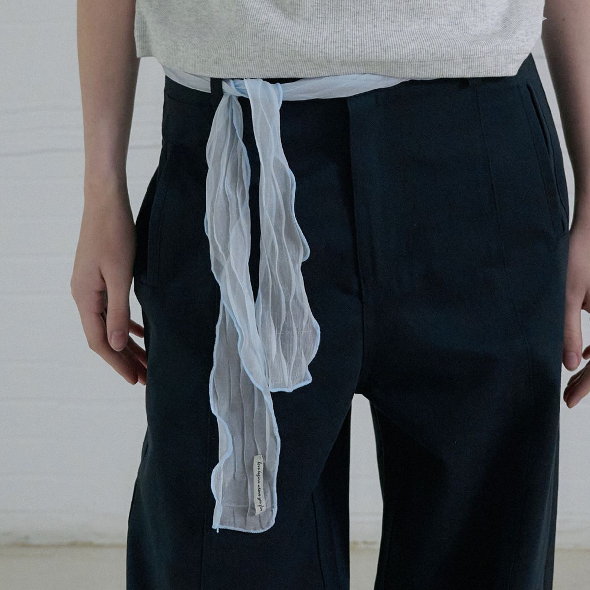 엘씨브이(LCVE) CRINKLED SHEER SCARF_SKYBLUE