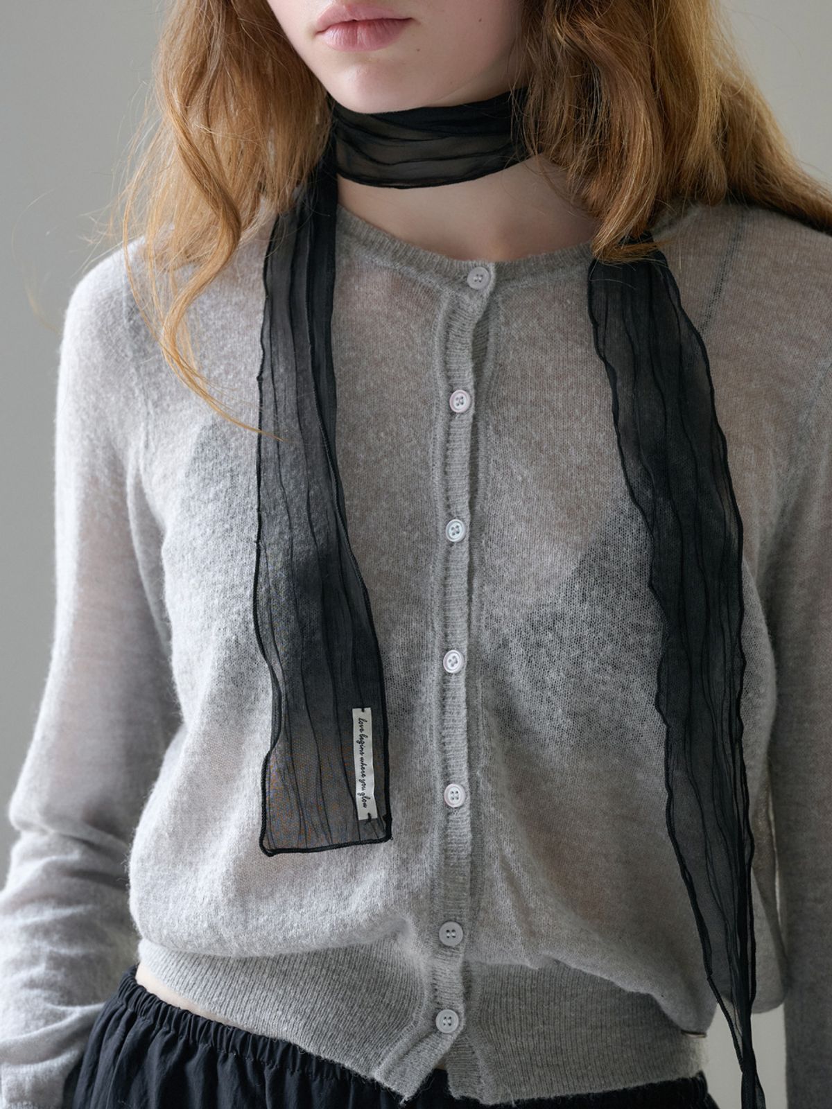 엘씨브이(LCVE) CRINKLED SHEER SCARF_BLACK