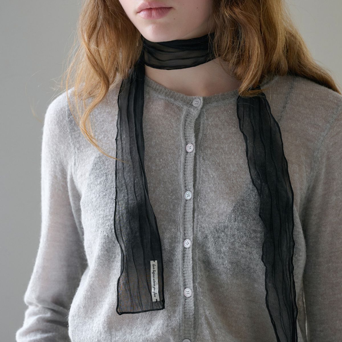 엘씨브이(LCVE) CRINKLED SHEER SCARF_BLACK