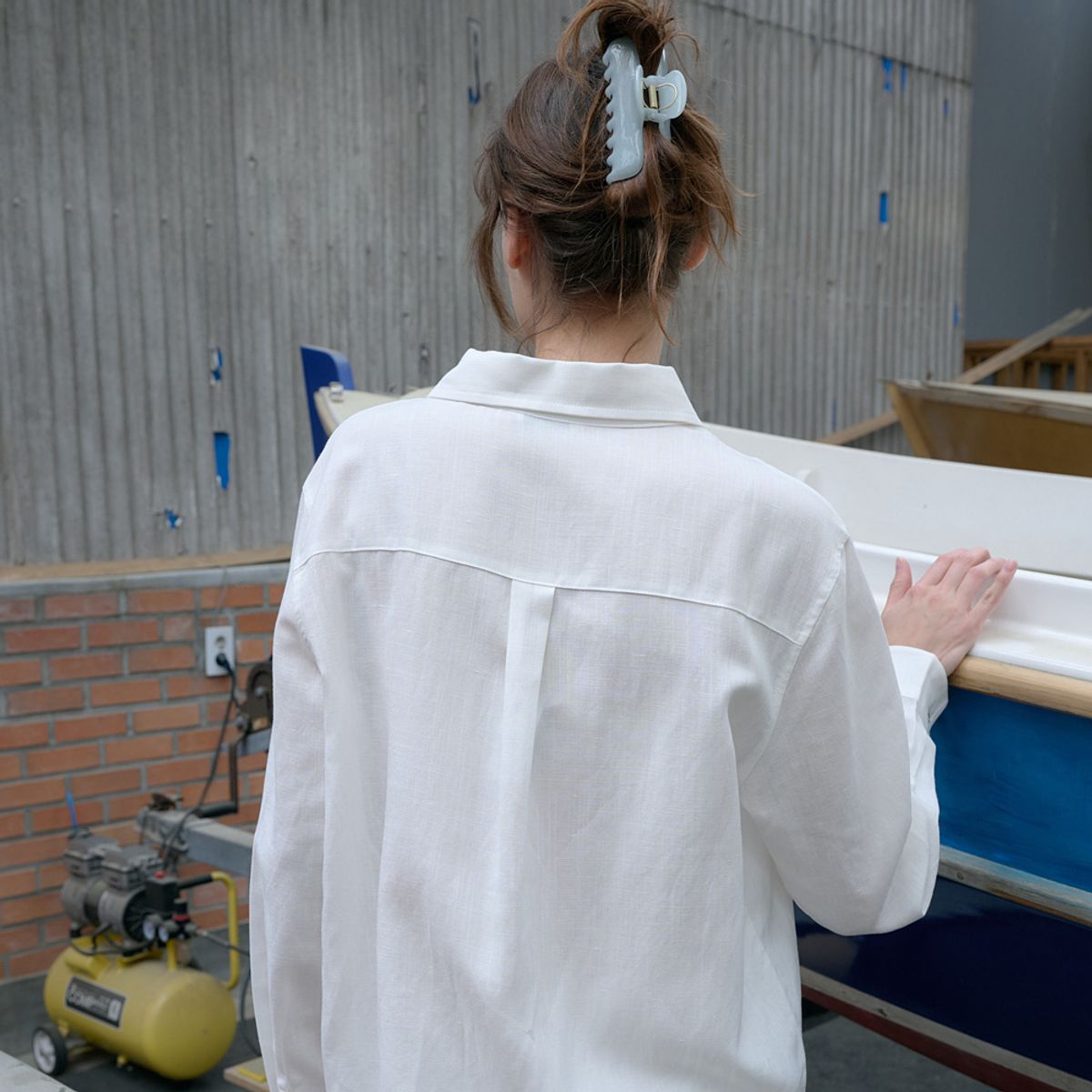엘씨브이(LCVE) LINEN BLEND BASIC SHIRT_WHITE