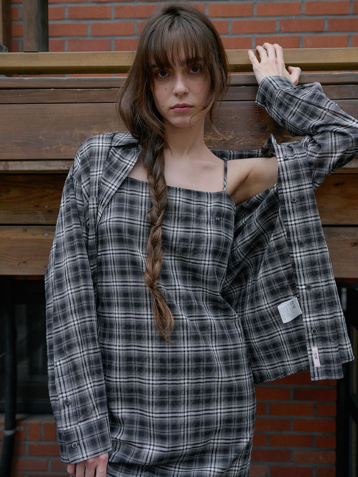 엘씨브이(LCVE) COTTON PLAID CHECK SHIRT_BLACK