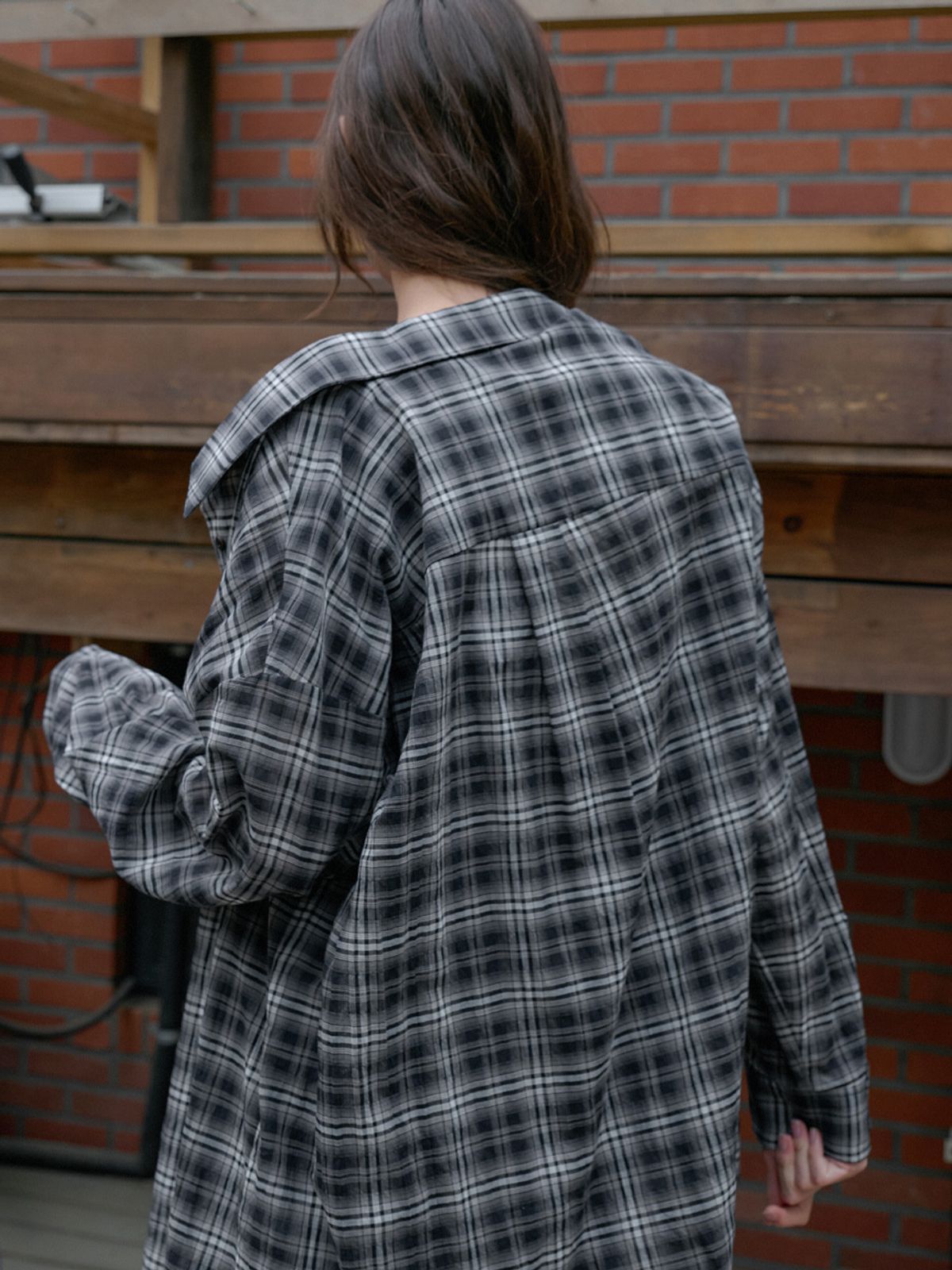 엘씨브이(LCVE) COTTON PLAID CHECK SHIRT_BLACK