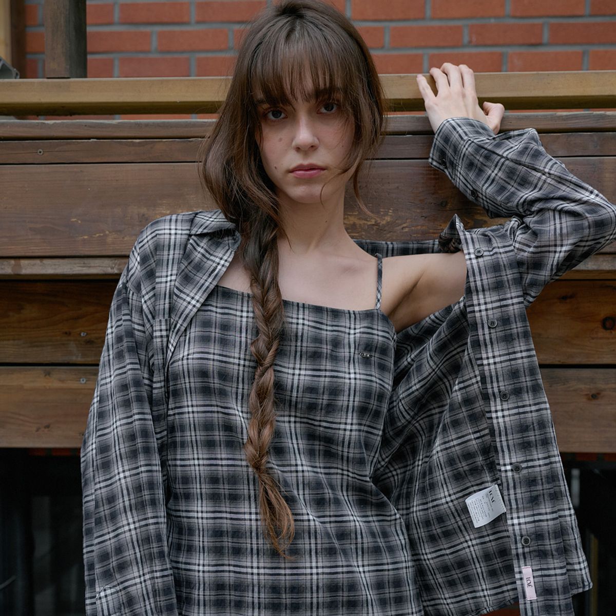 엘씨브이(LCVE) COTTON PLAID CHECK SHIRT_BLACK