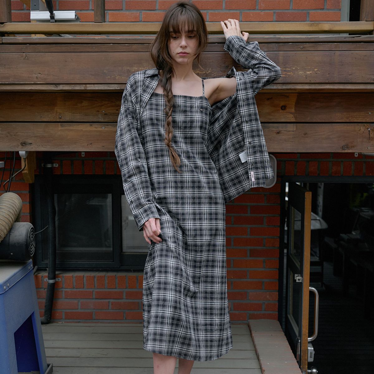 엘씨브이(LCVE) COTTON PLAID CHECK SHIRT_BLACK
