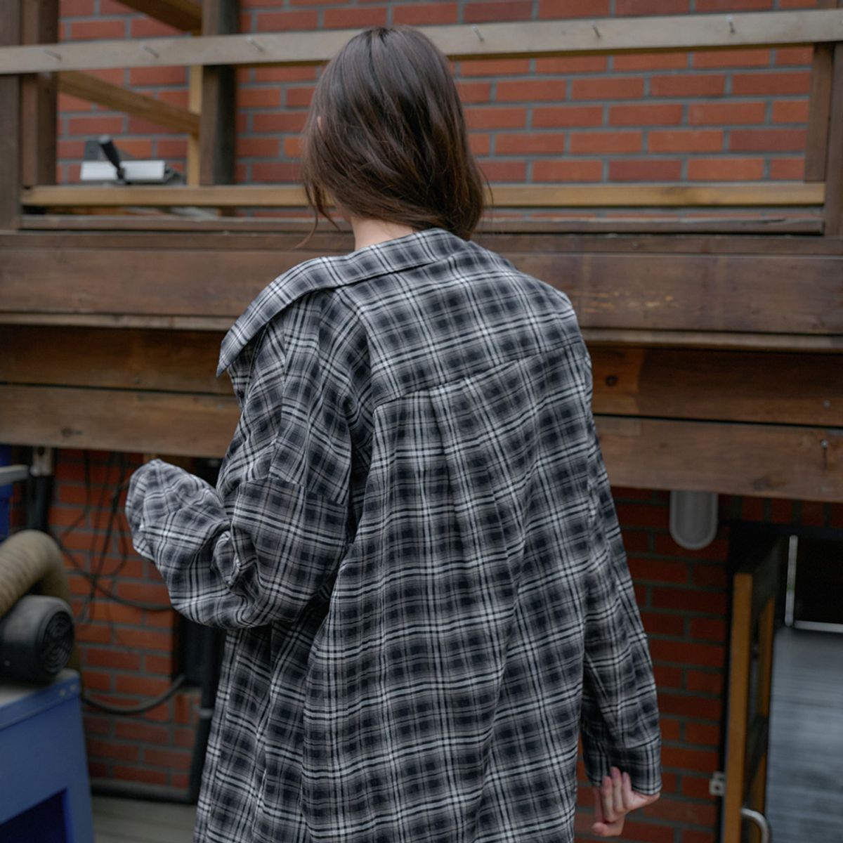 엘씨브이(LCVE) COTTON PLAID CHECK SHIRT_BLACK