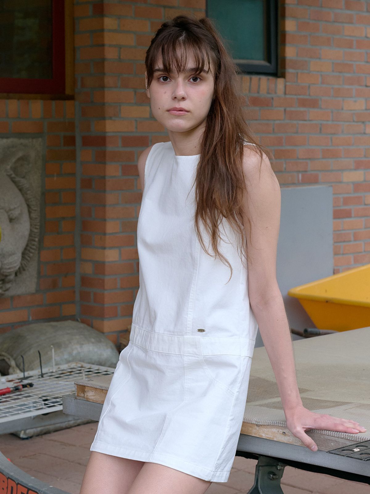 엘씨브이(LCVE) COTTON FLAT MINI DRESS_WHITE