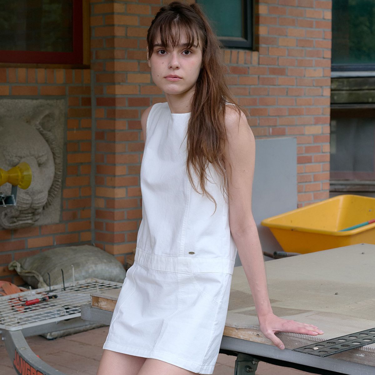 엘씨브이(LCVE) COTTON FLAT MINI DRESS_WHITE