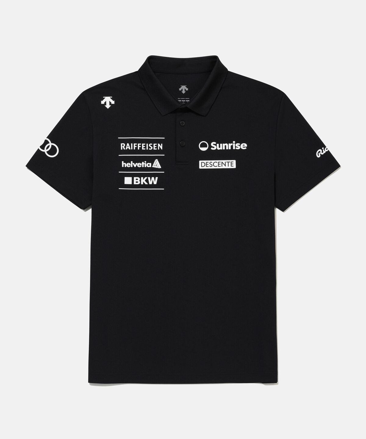 데상트(DESCENTE) 남성 스위스 스키 팀그래픽 폴로 반팔 티셔츠 블랙 SR321SPS81