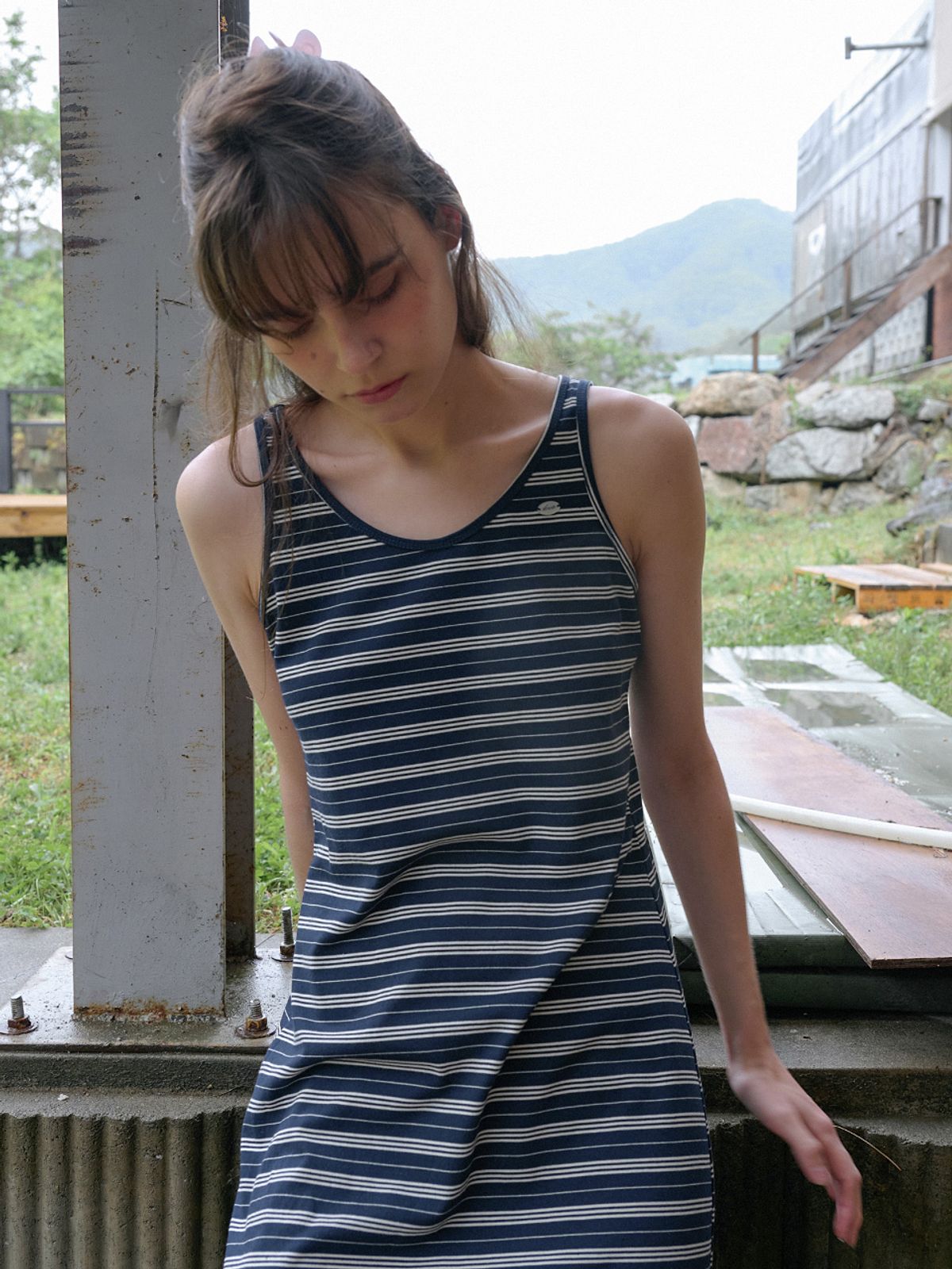 엘씨브이(LCVE) STRIPE JERSEY LONG DRESS_NAVY