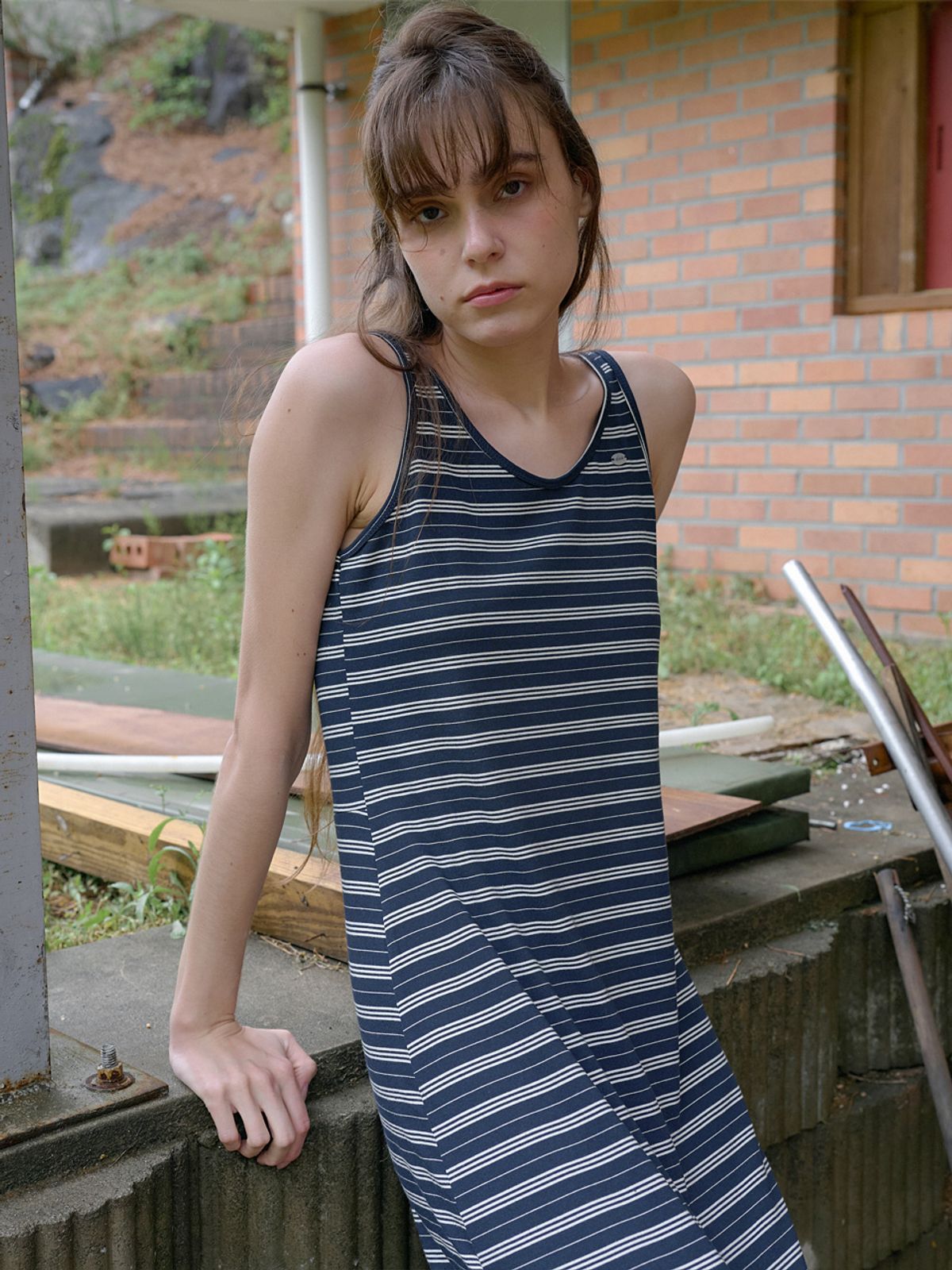엘씨브이(LCVE) STRIPE JERSEY LONG DRESS_NAVY