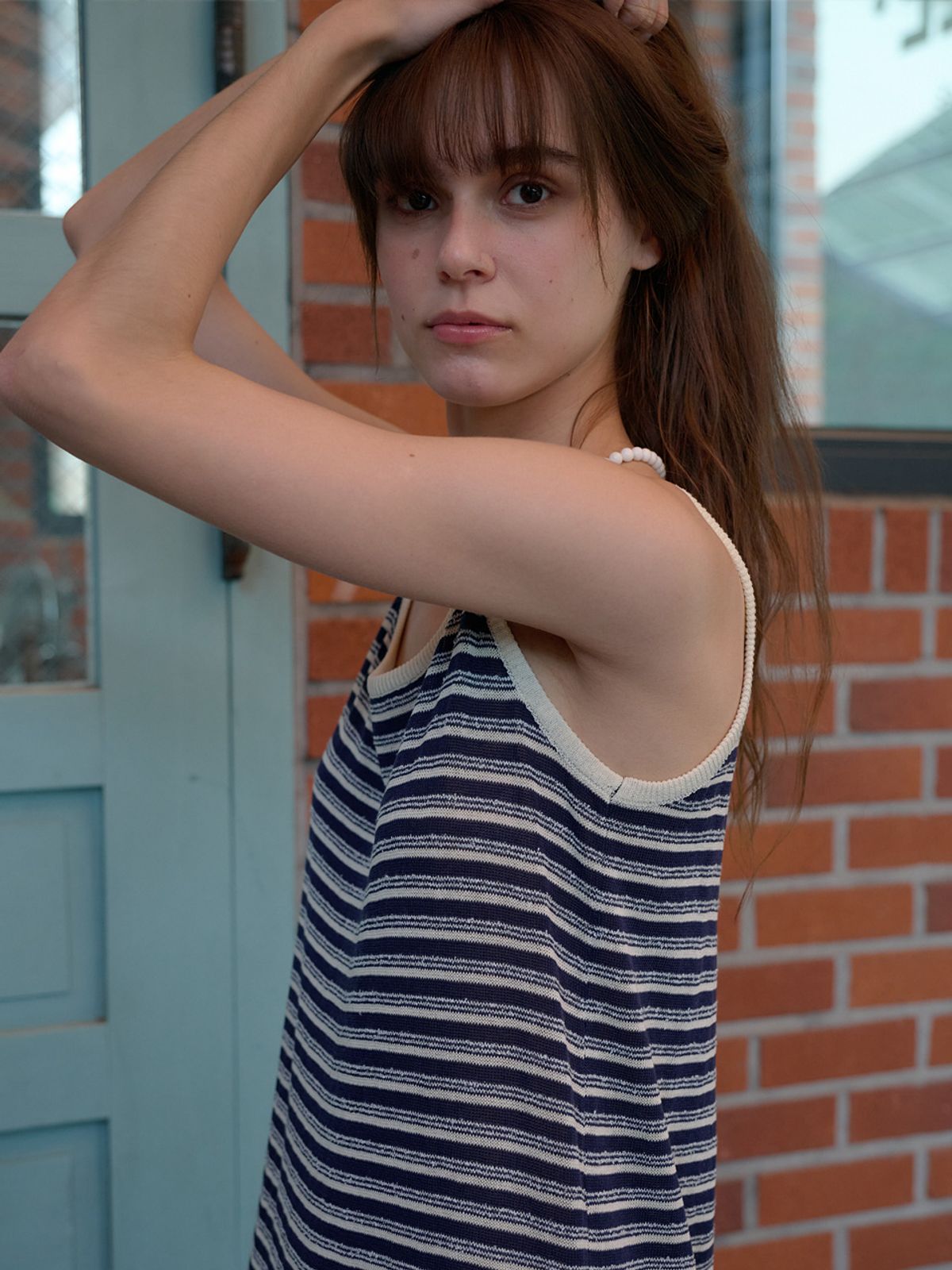 엘씨브이(LCVE) STRIPE SLEEVELESS KNIT DRESS_NAVY