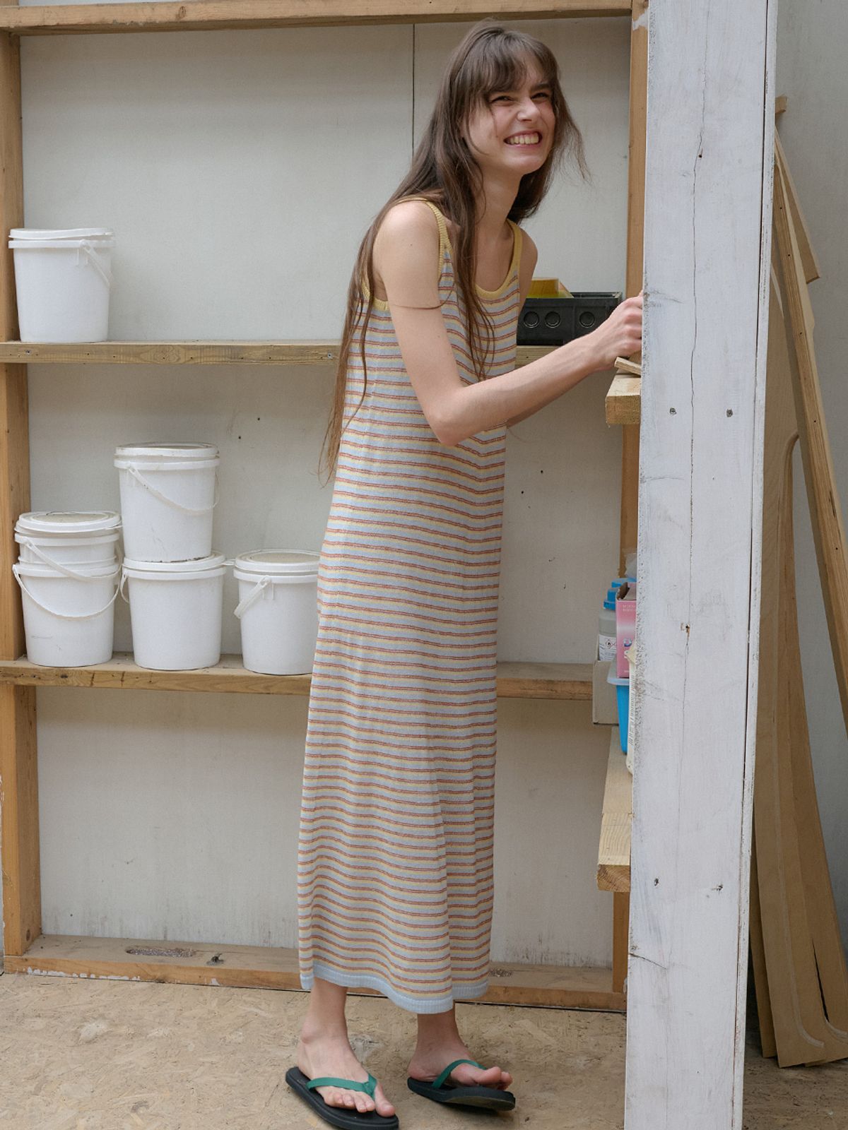 엘씨브이(LCVE) STRIPE SLEEVELESS KNIT DRESS_SKYBLUE