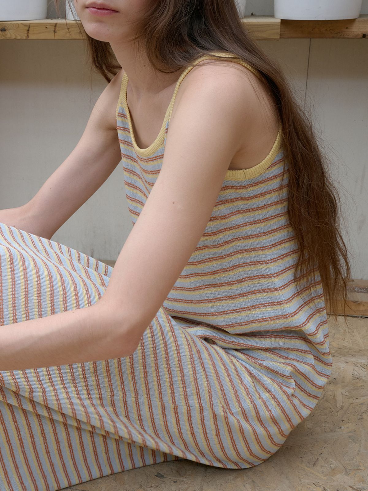 엘씨브이(LCVE) STRIPE SLEEVELESS KNIT DRESS_SKYBLUE
