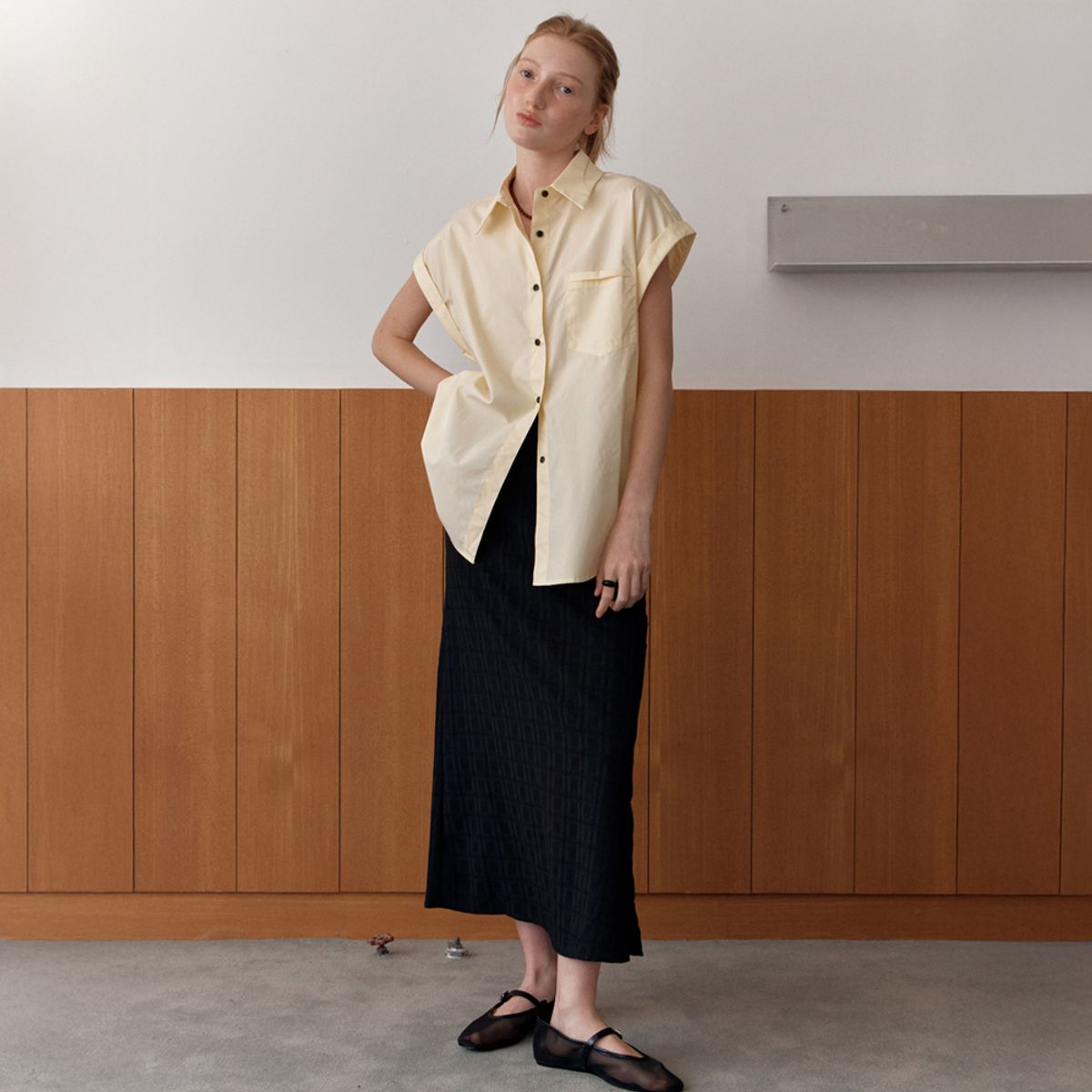 엘씨브이(LCVE) POCKET POINT SHORT-SLEEVE SHIRT_YELLOW