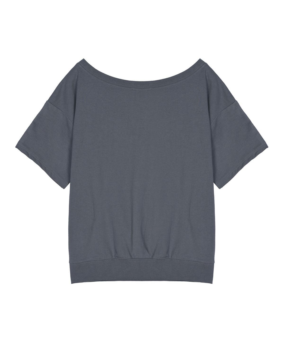 닉앤니콜(NICK&NICOLE) OFF SHOULDER LETTERING SWEAT TOP_CHARCOAL