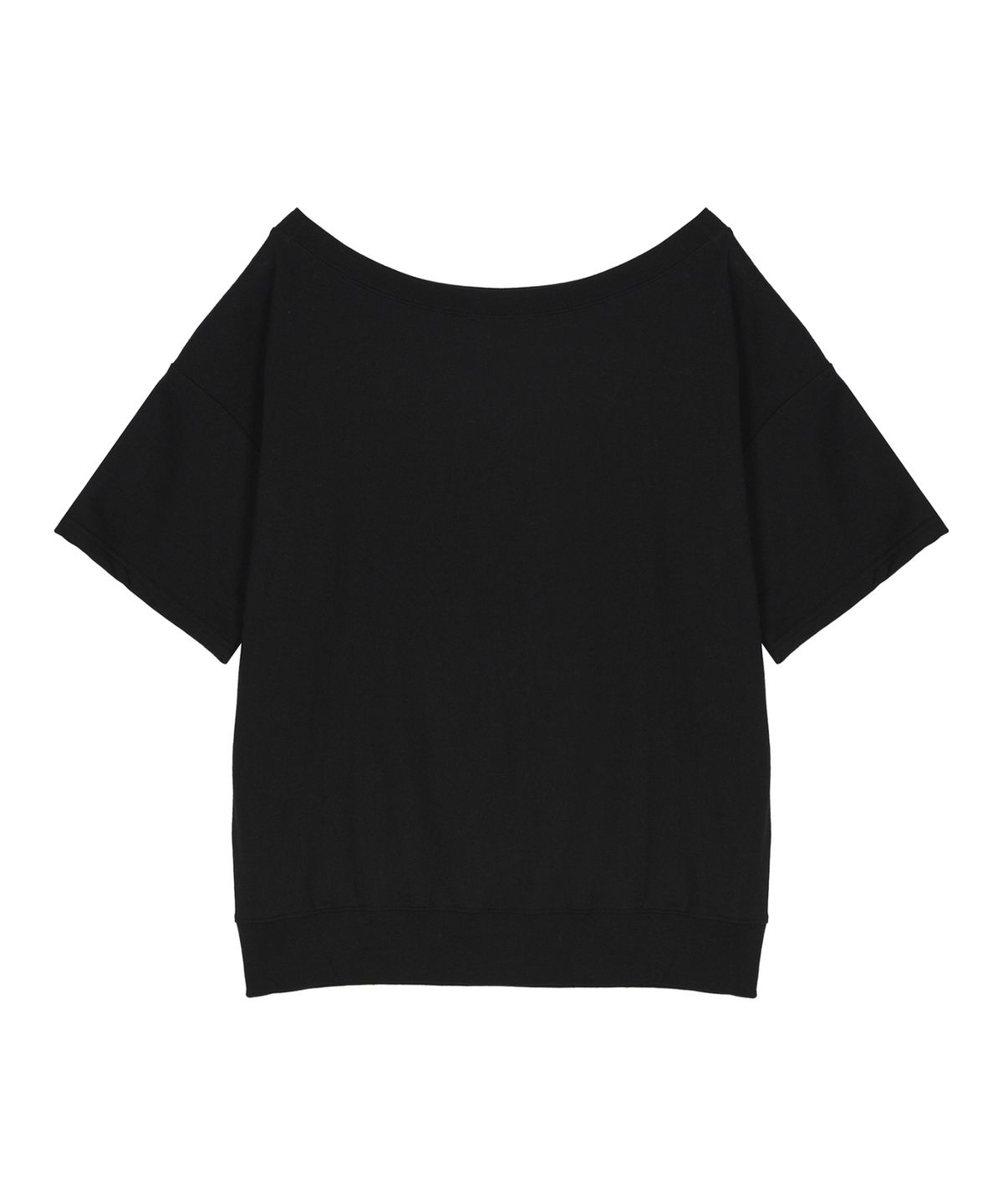 닉앤니콜(NICK&NICOLE) OFF SHOULDER LETTERING SWEAT TOP_BLACK