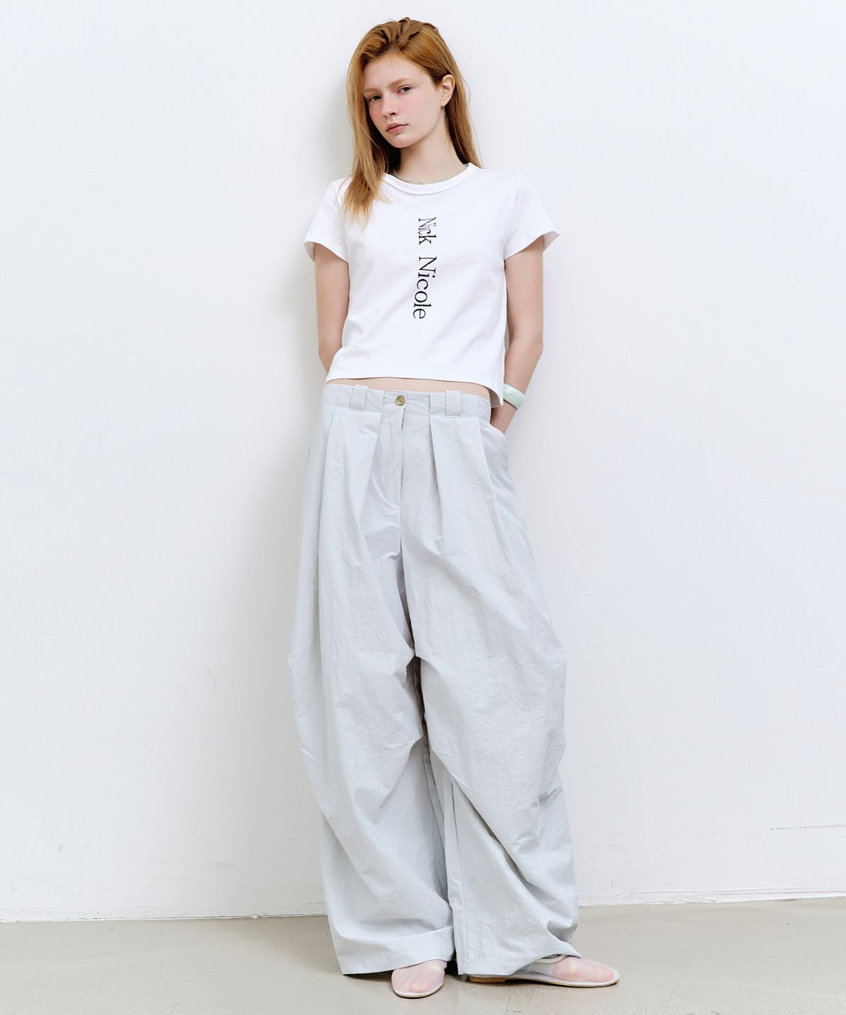 닉앤니콜(NICK&NICOLE) VOLUME TUCK WIDE PANTS_SKY BLUE