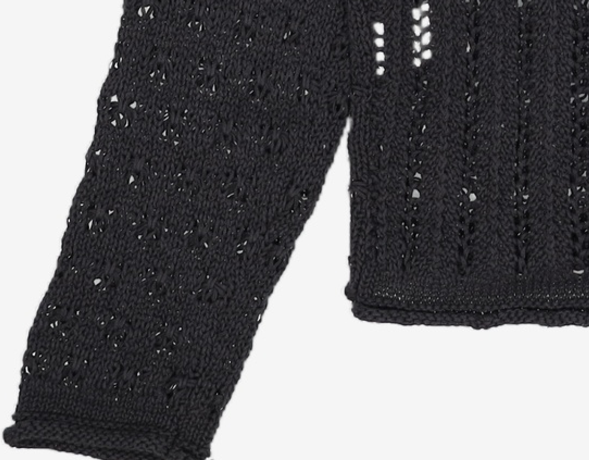몽돌(MONGDOL) 네트 스카시 롱 슬리브 니트 탑 블랙 MDKT095BLACK FREE