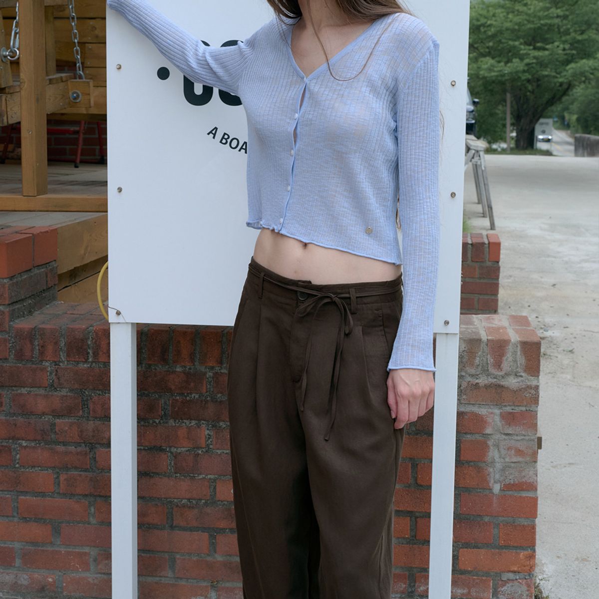 엘씨브이(LCVE) TWO-TUCK BELTED WIDE PANTS_BROWN