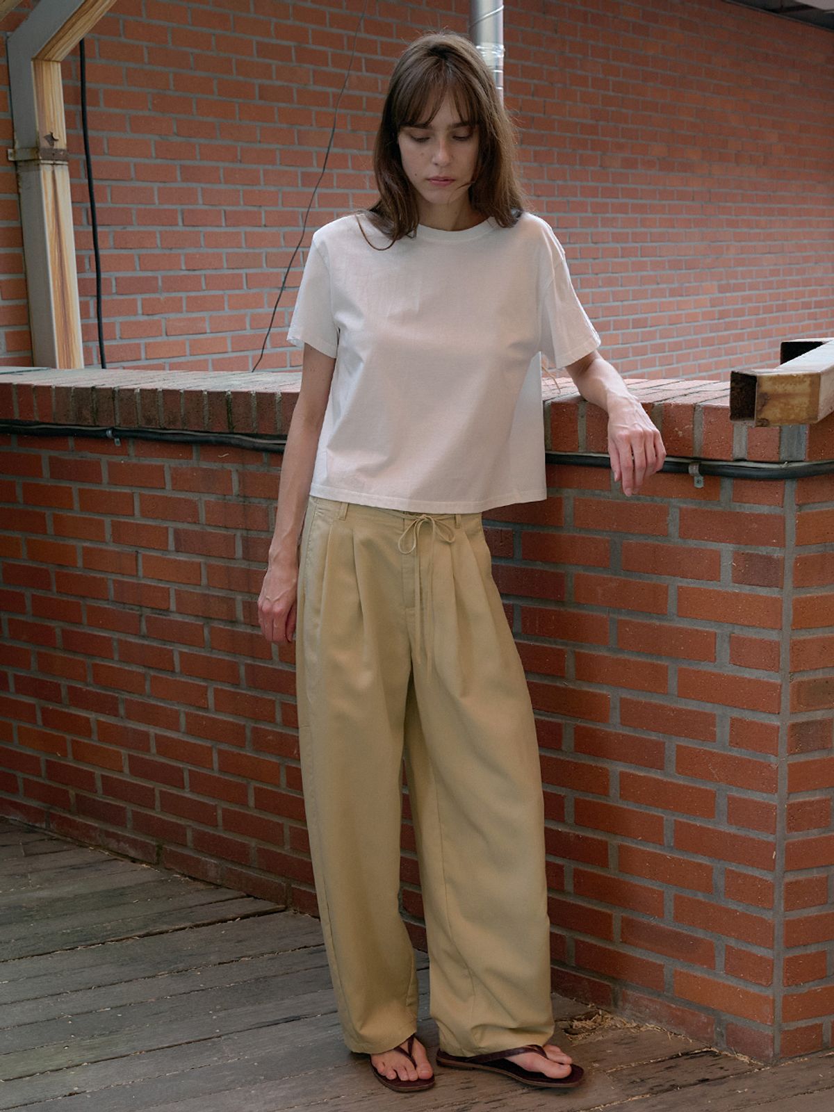 엘씨브이(LCVE) TWO-TUCK BELTED WIDE PANTS_BEIGE